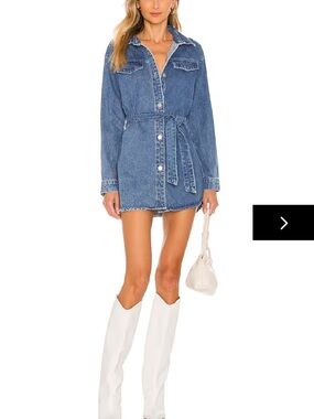 Revolve Superdown Tie Waist Kelsie Denim Dress